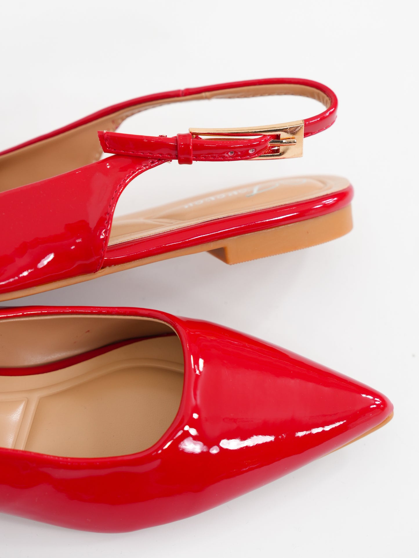 Patent Leather Pointed Toe Slingback Flats