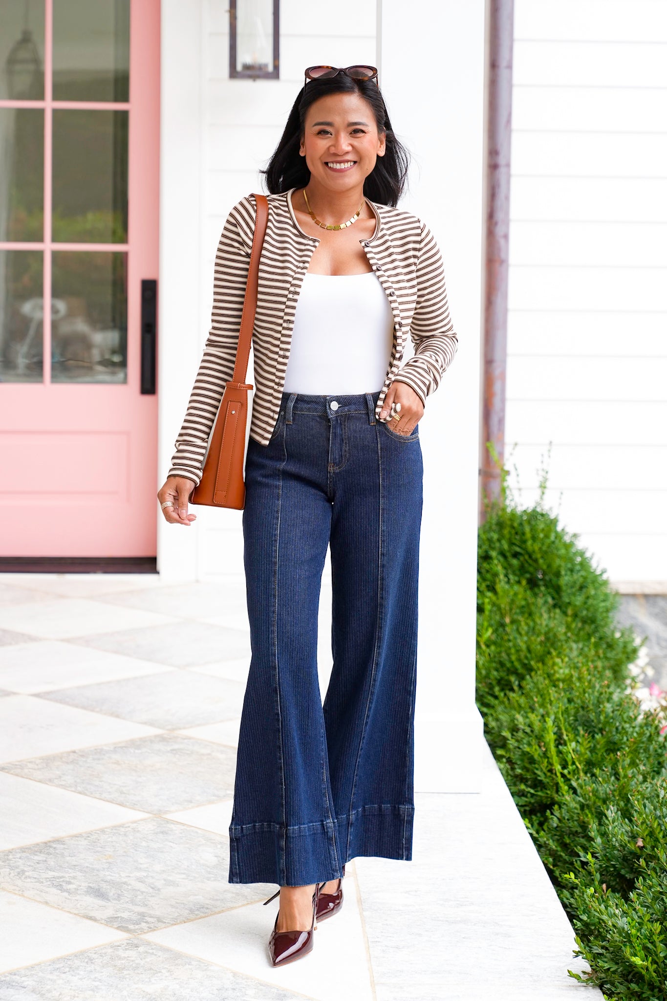 Stripe Long Sleeve Button Down Cardigan