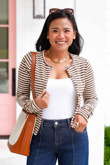 Stripe Long Sleeve Button Down Cardigan