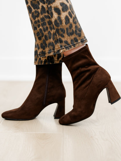 MIA Vegan Suede Block Heel Ankle Boot