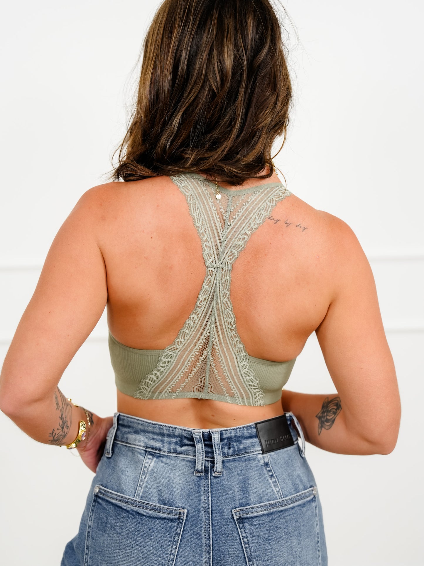 Solid Color Bralette With Lace Back