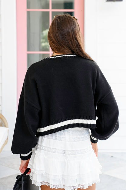 Long Sleeve Tinsel " Touch Down" Crop Sweater