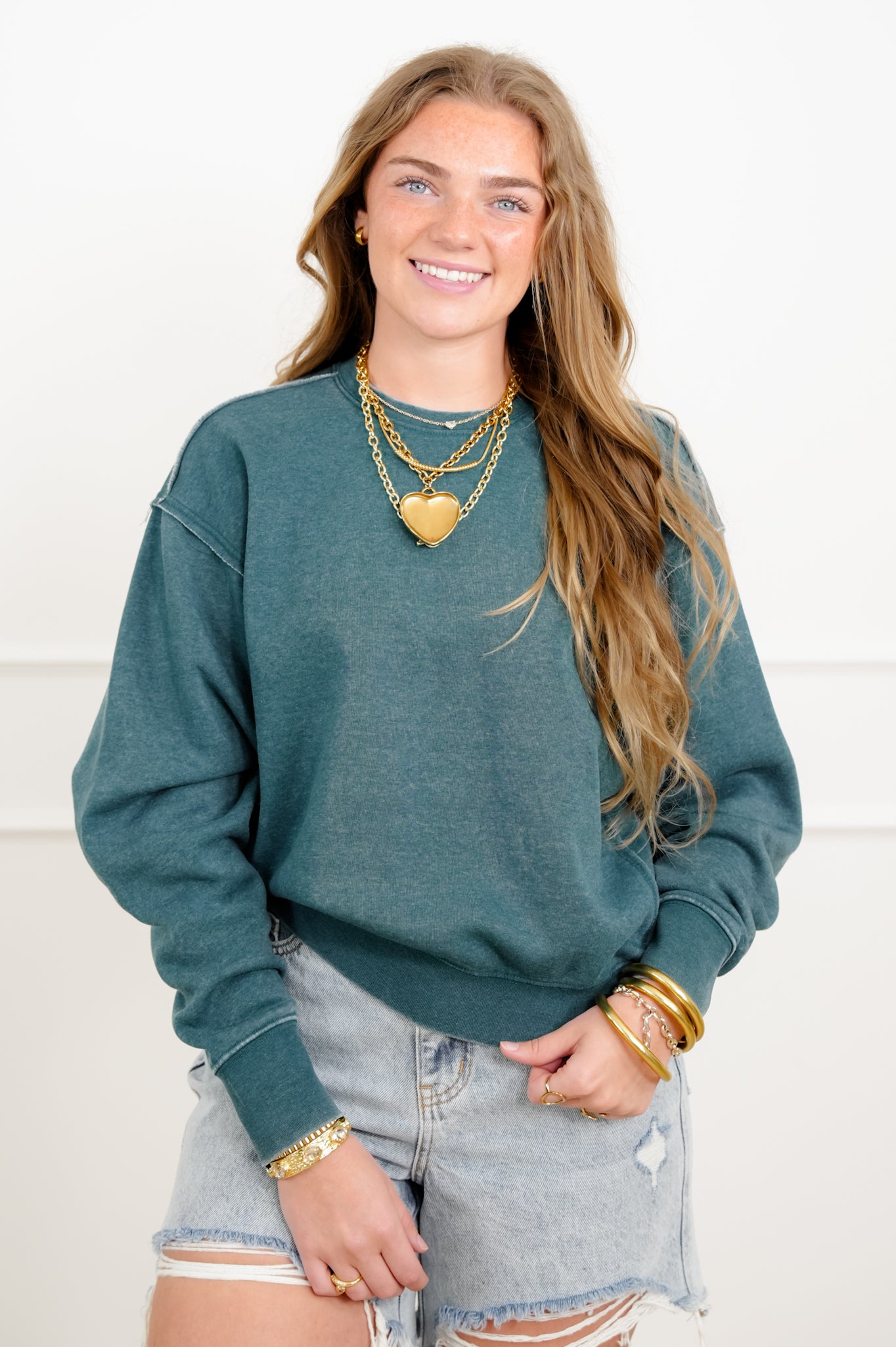 Door Buster! Solid Long Sleeve Crew Neck Sweatshirt