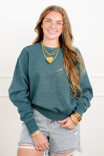 Door Buster! Solid Long Sleeve Crew Neck Sweatshirt
