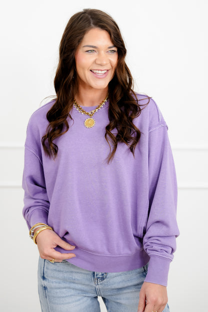 Door Buster! Solid Long Sleeve Crew Neck Sweatshirt