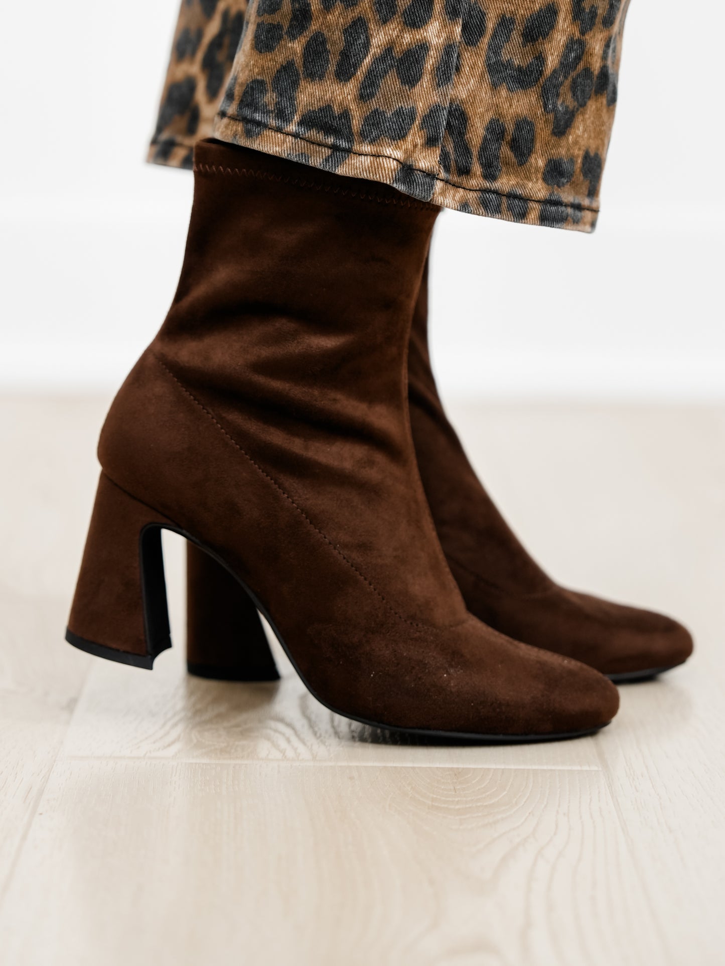MIA Vegan Suede Block Heel Ankle Boot