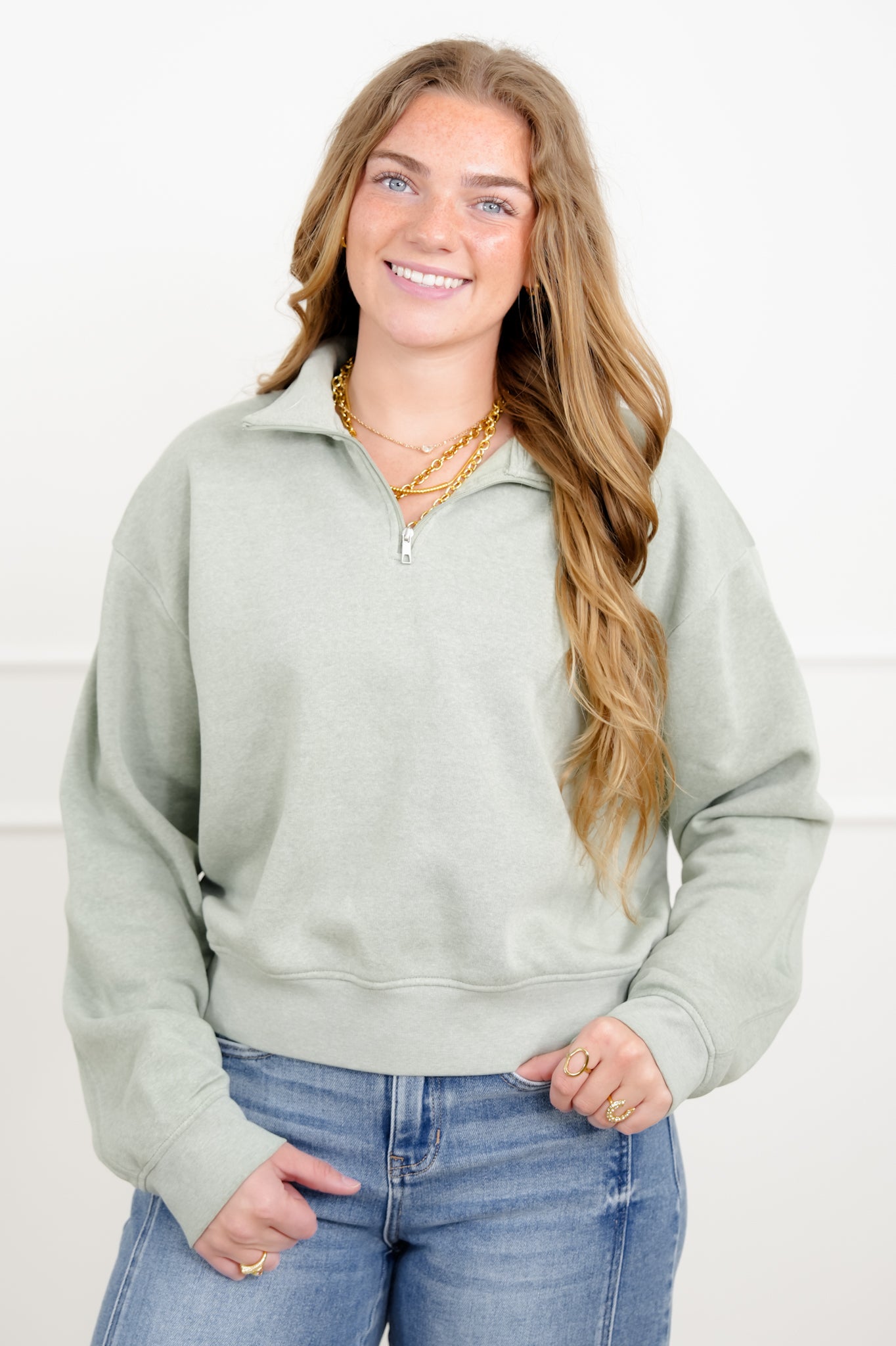 Door Buster! Solid Long Sleeve Crew Neck Sweatshirt