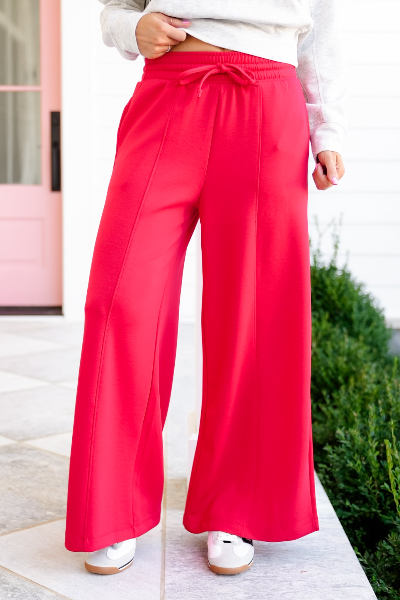 Poppy Day Door Buster! Zenana Scuba Drawstring Wide Leg Pants