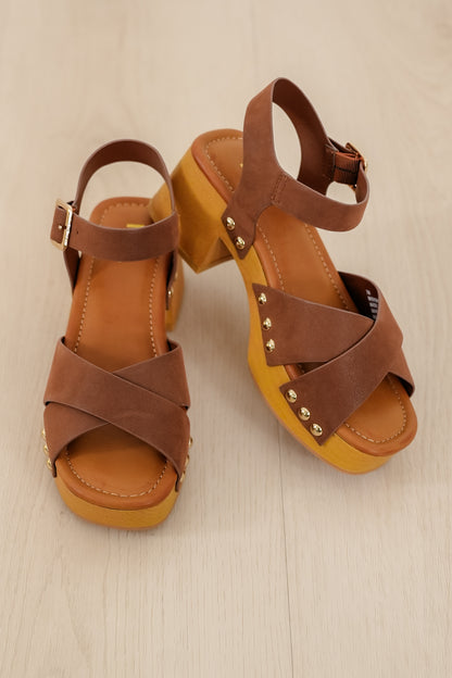 MIA Studded Vegan Leather Platform Sandal with Ankle Strap