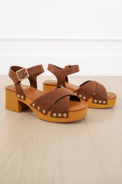 MIA Studded Vegan Leather Platform Sandal with Ankle Strap