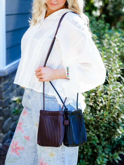 Small Crossbody Drawstring Design Bag - Freckled Poppy