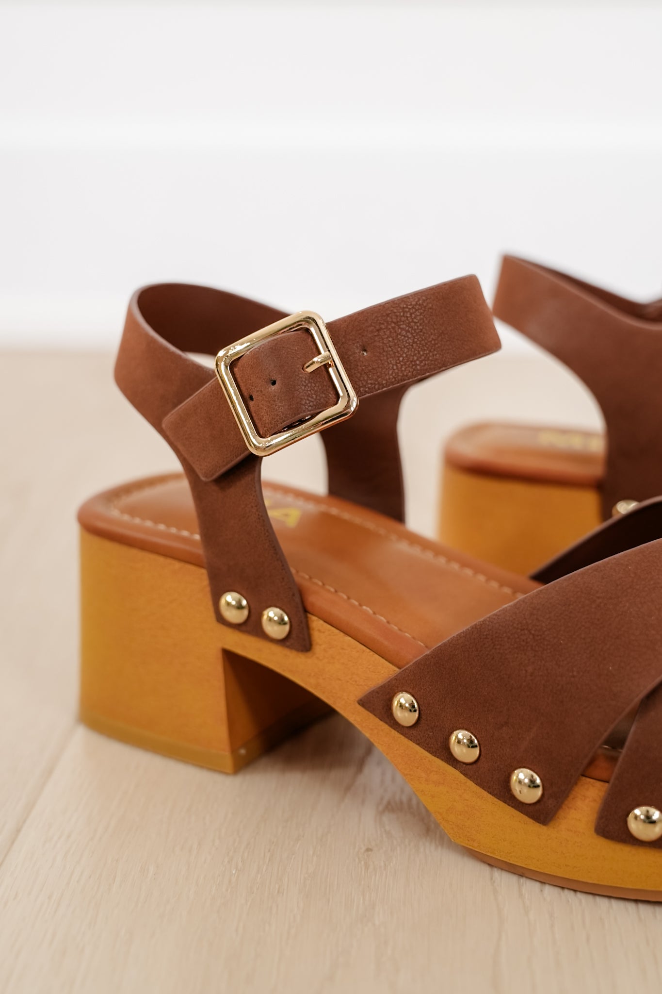 MIA Studded Vegan Leather Platform Sandal with Ankle Strap