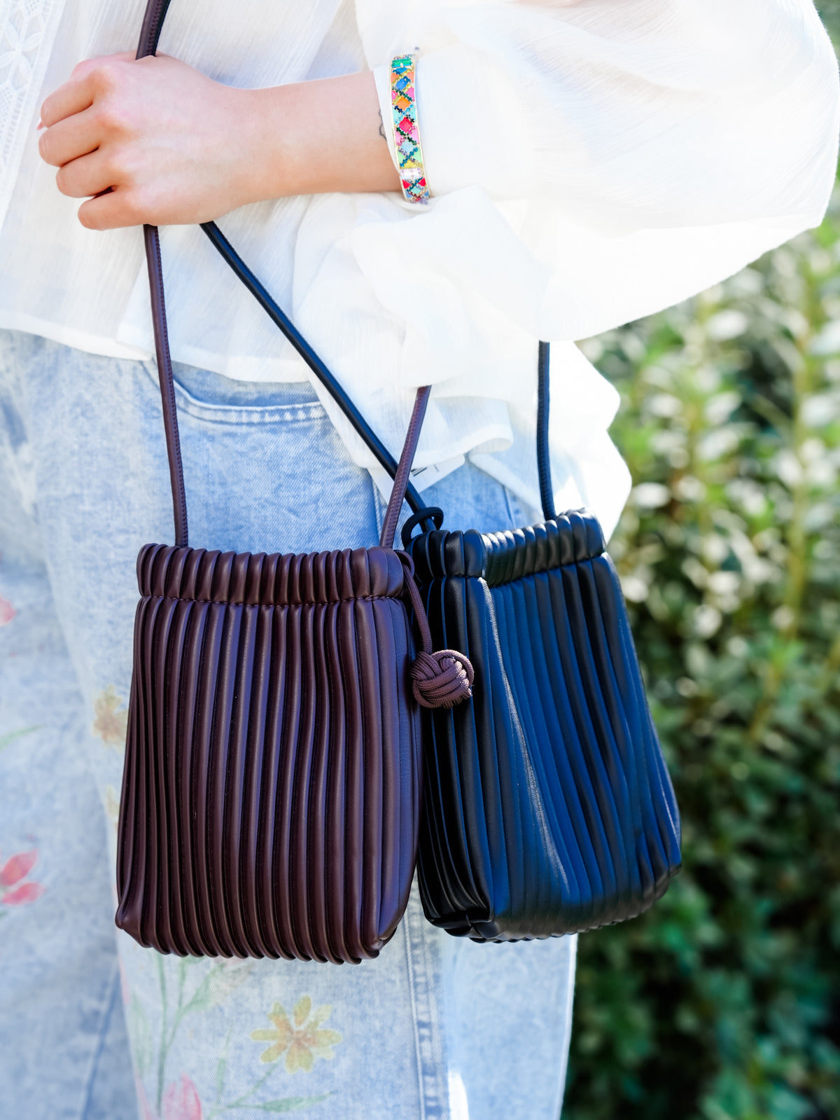 Small Crossbody Drawstring Design Bag - Freckled Poppy
