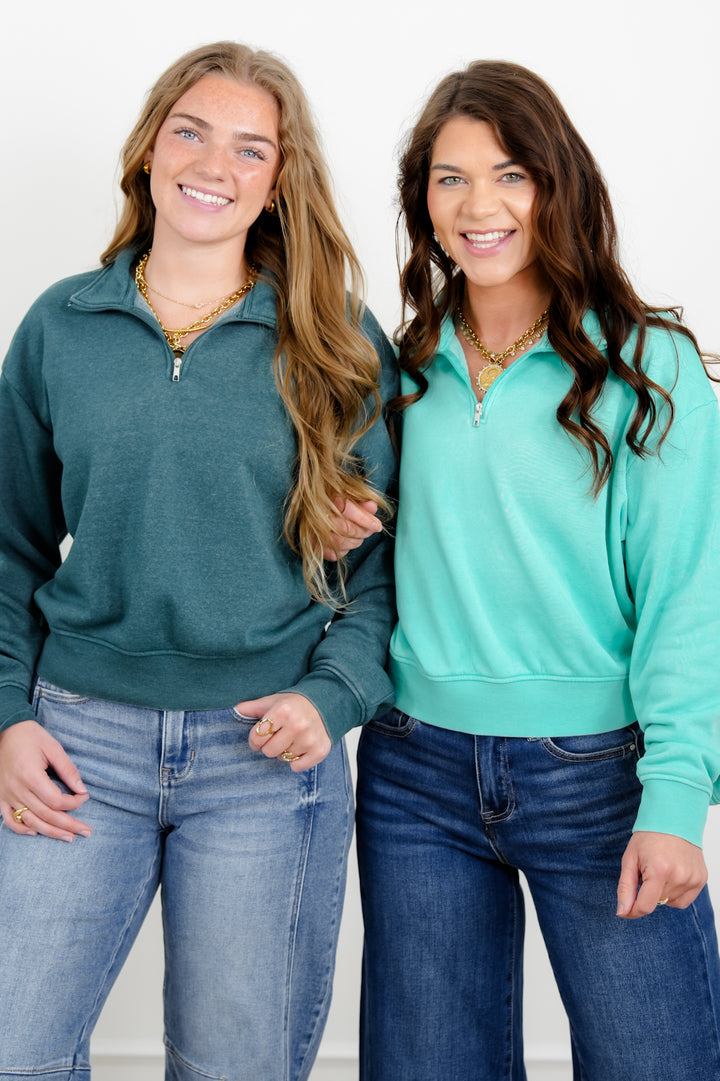 Door Buster! French Terry Long Sleeve Half Zip Up Sweatshirt