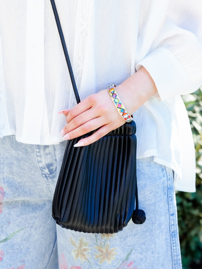 Small Crossbody Drawstring Design Bag - Freckled Poppy