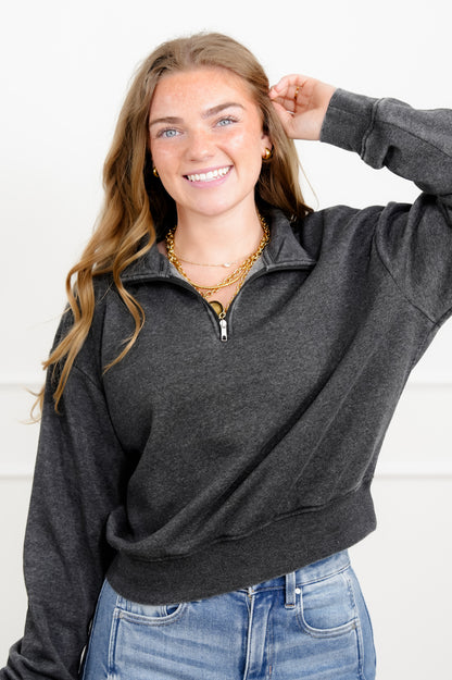 Door Buster! French Terry Long Sleeve Half Zip Up Sweatshirt