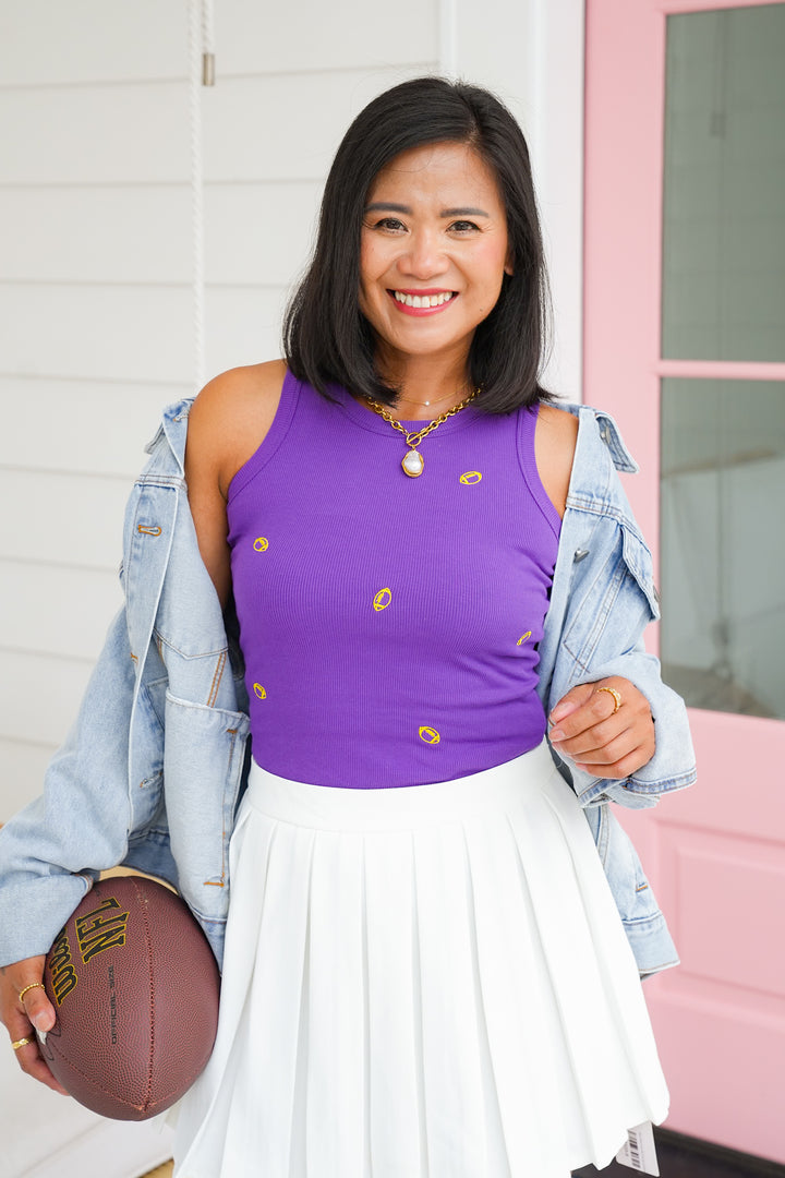 Football Embroidery Tank Top