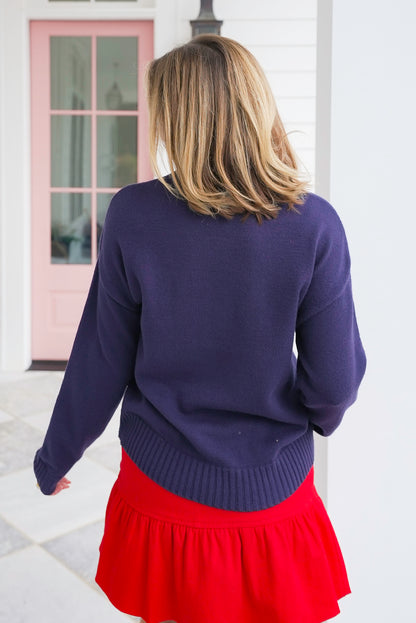 Long Sleeve Crew Neck American Flag Sweater