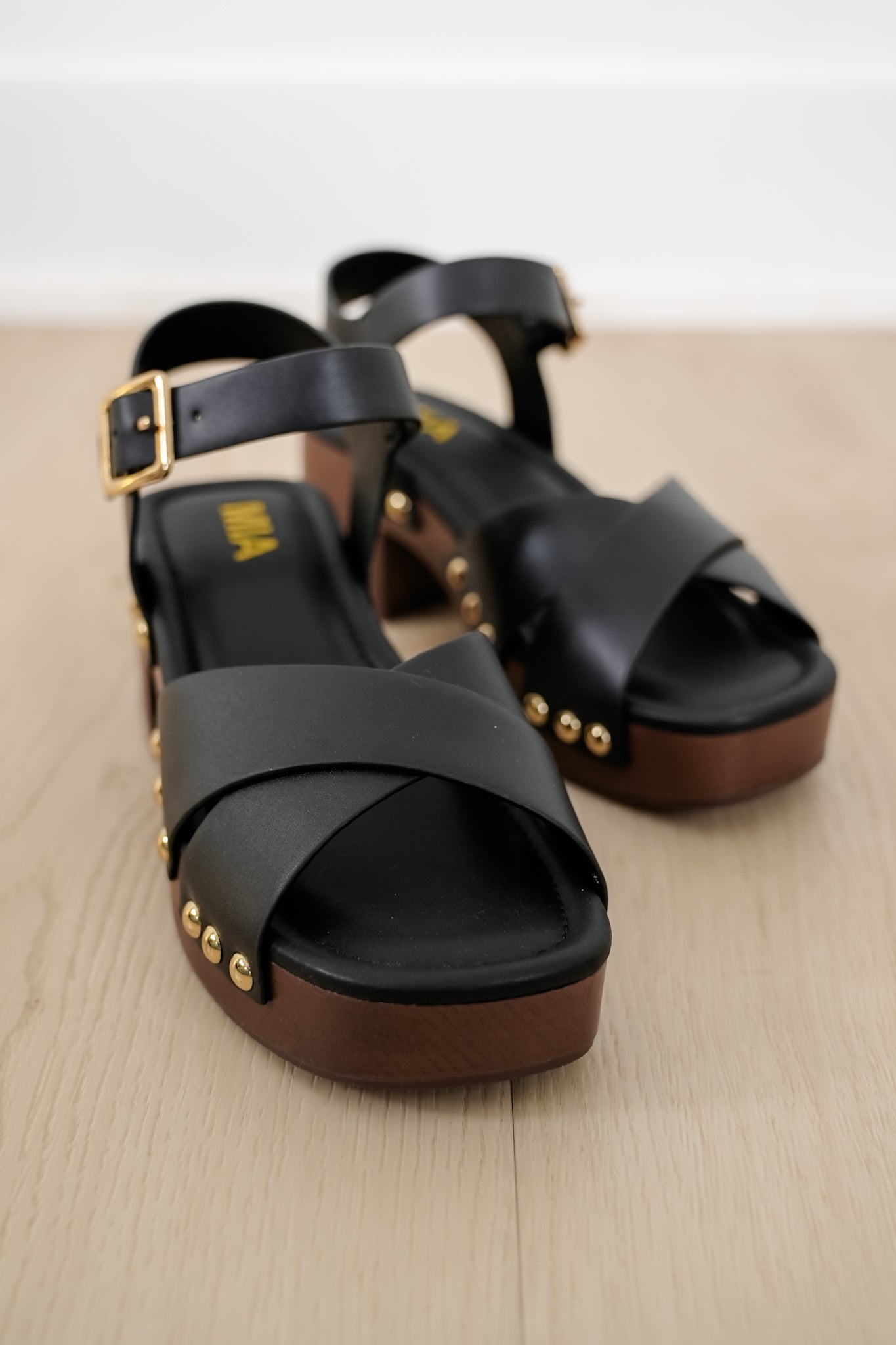 MIA Vegan Leather Platform Sandal with Wooden Block Heel