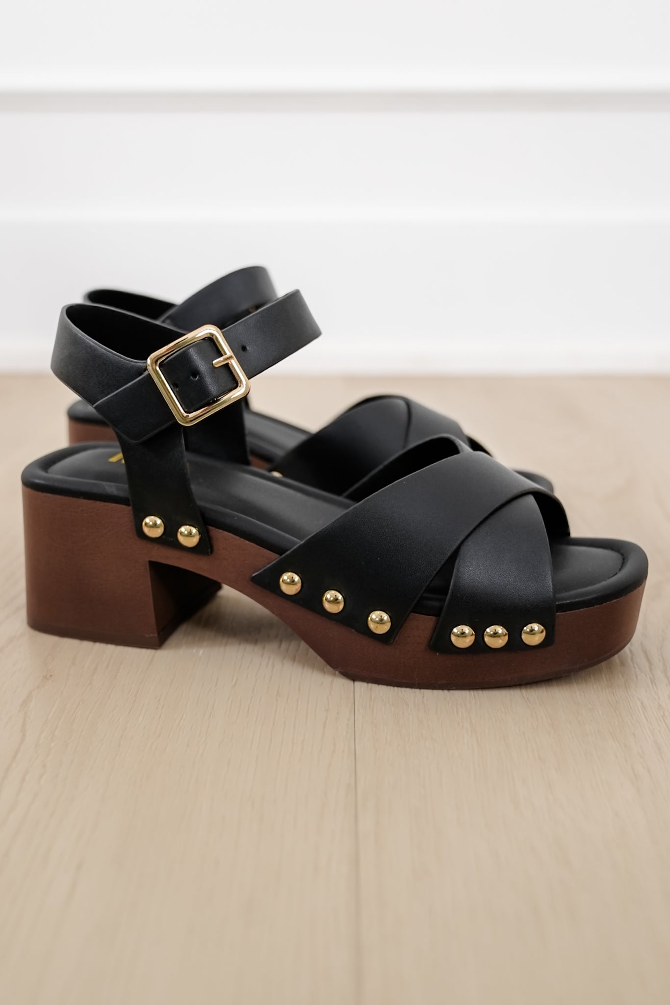 MIA Vegan Leather Platform Sandal with Wooden Block Heel