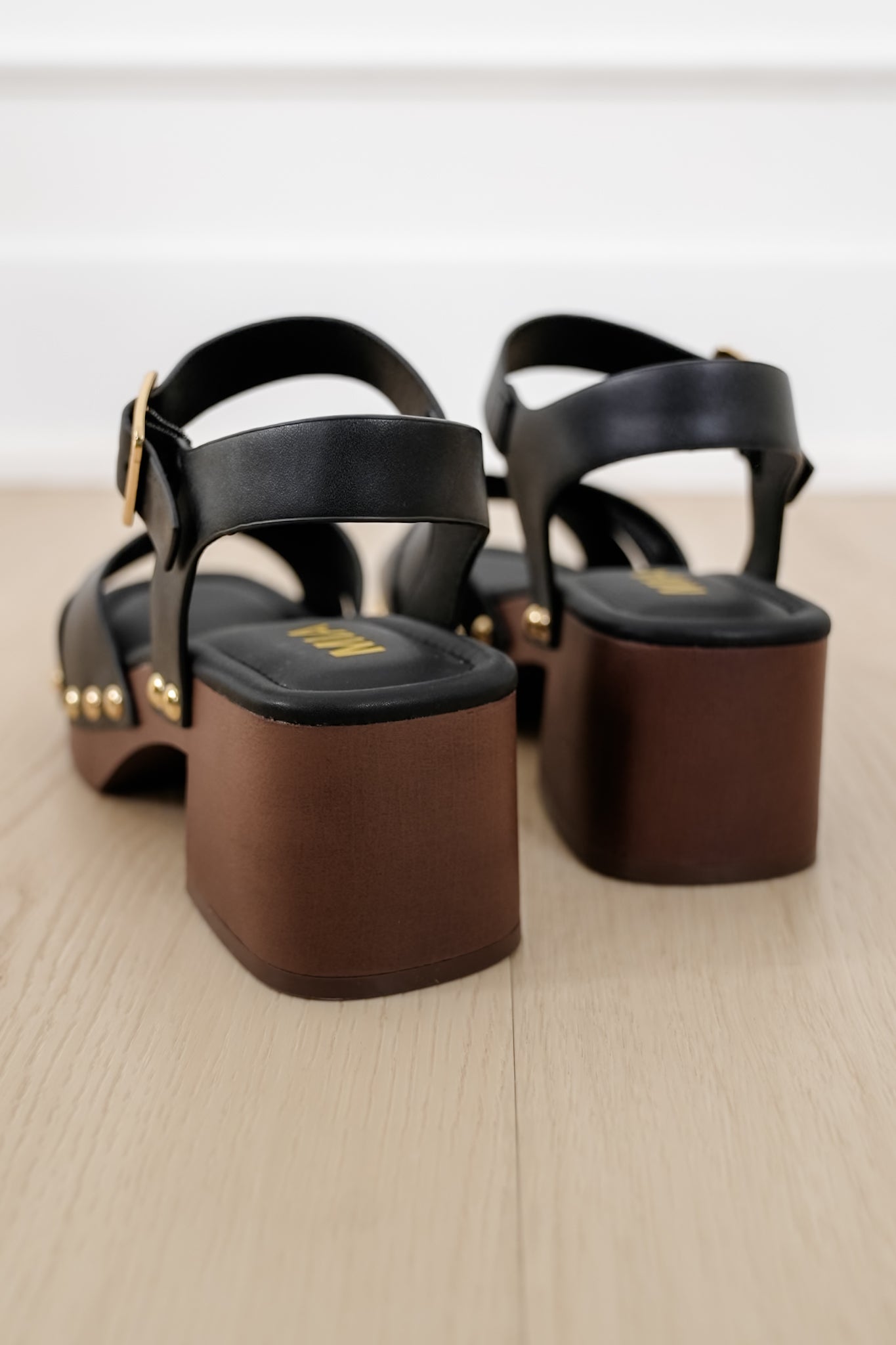 MIA Vegan Leather Platform Sandal with Wooden Block Heel