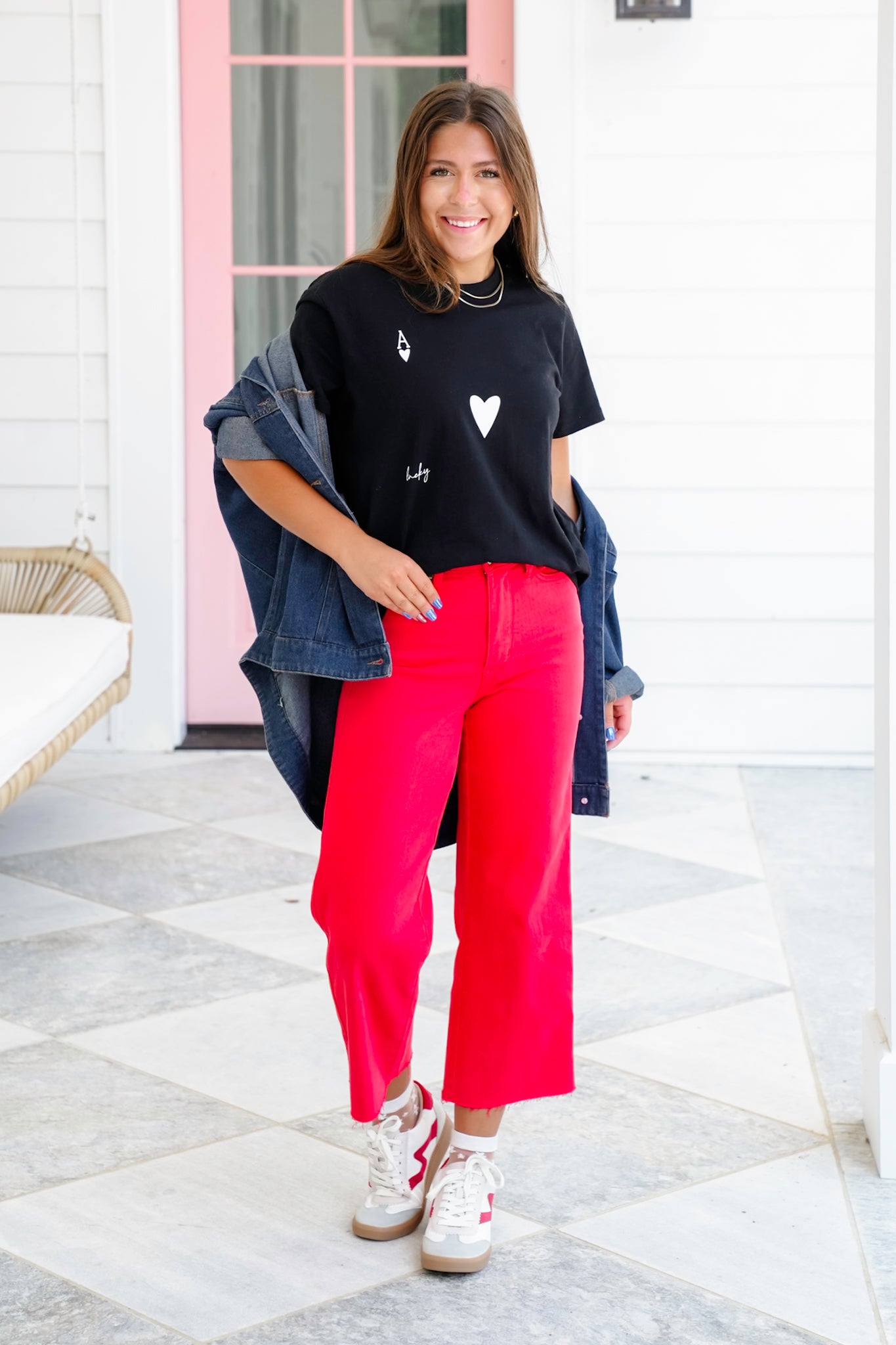 Black Short Sleeve Ace of Hearts Graphic Tee