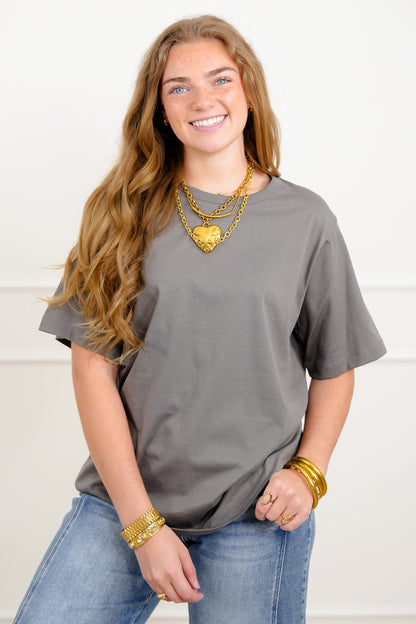 Door Buster! Solid Short Sleeve Crew Neck Tee