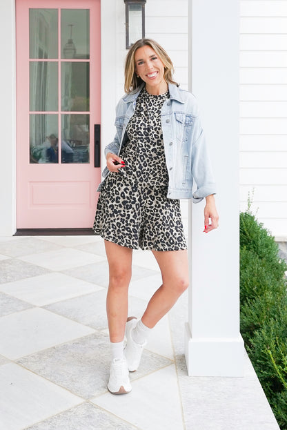 Leopard Knit Short Sleeve Top and Shorts Set