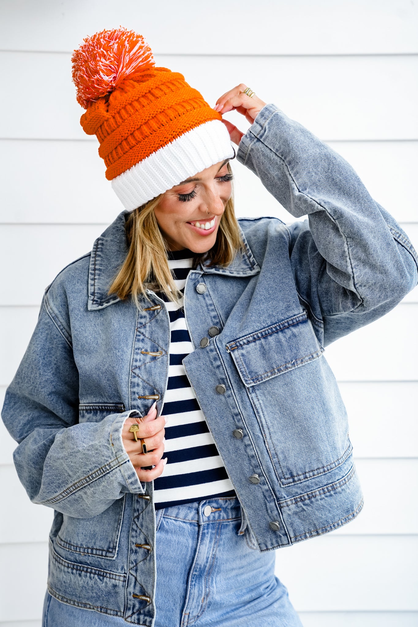 Restock! C.C HAT College Football Team Color Pom Beanie