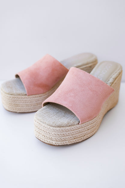 Vegan Suede Espadrille Platform Wedge Sandals