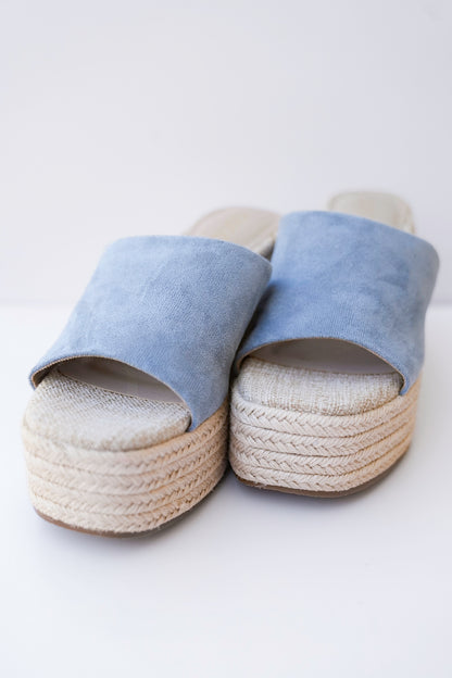 Vegan Suede Espadrille Platform Wedge Sandals