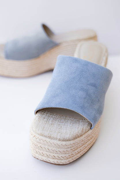 Vegan Suede Espadrille Platform Wedge Sandals