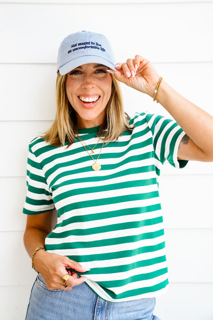 Striped Short Sleeve Round Neck Top