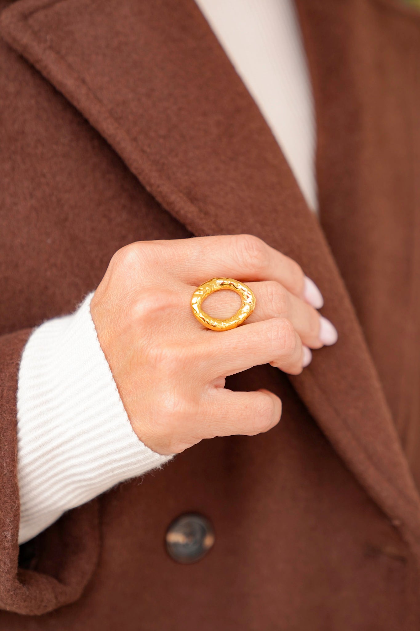 Mila + Stevie Hammered Open Circle Ring