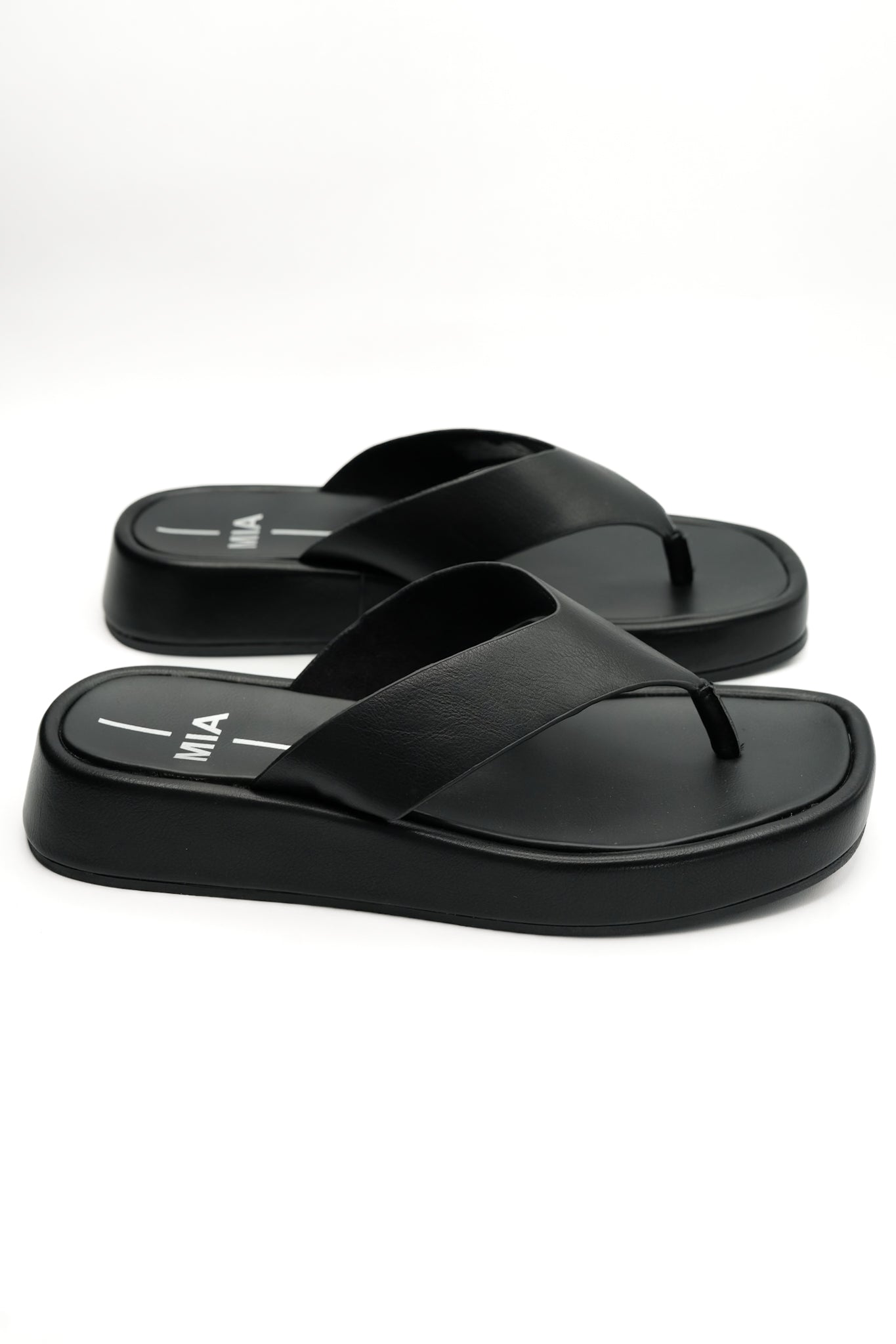 MIA Vegan Leather Wide Strap Platform Thong Sandal