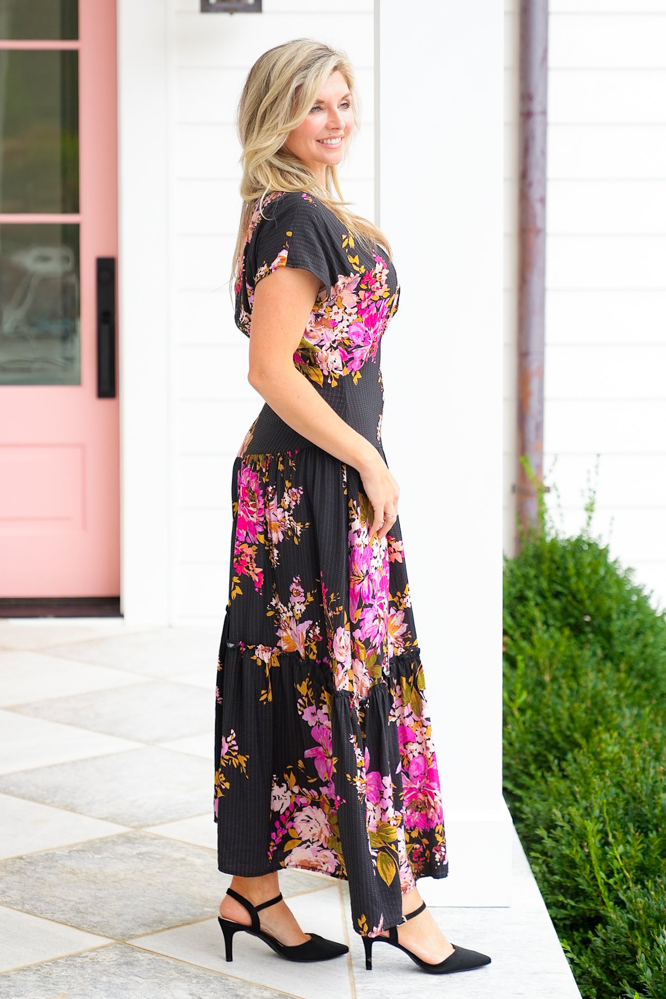 Floral Short Sleeve Maxi Dress