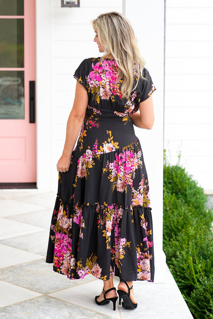 Floral Short Sleeve Maxi Dress