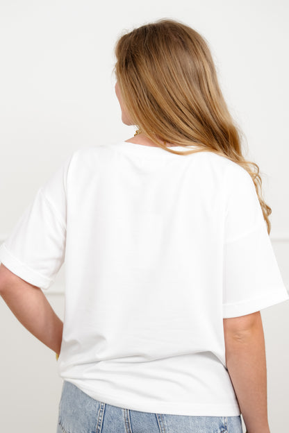 Embroidered Mallard Duck Short Sleeve Crew Neck Top