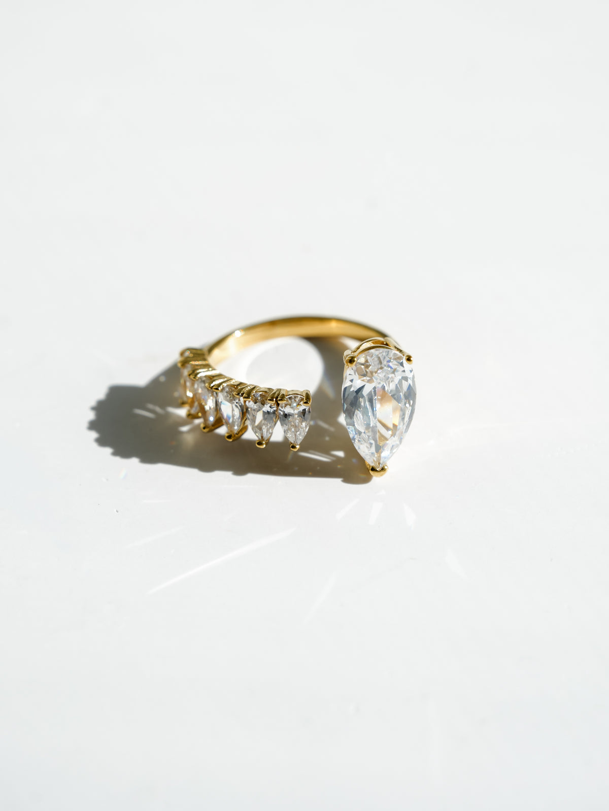 The Margot Asymmetrical Pear Cut Adjustable Ring - Freckled Poppy