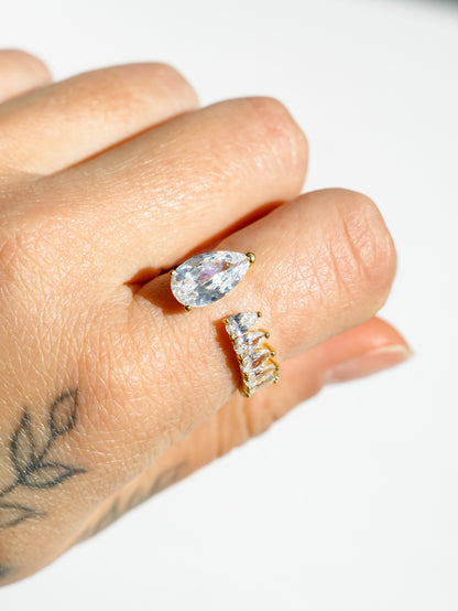 The Margot Asymmetrical Pear Cut Adjustable Ring - Freckled Poppy