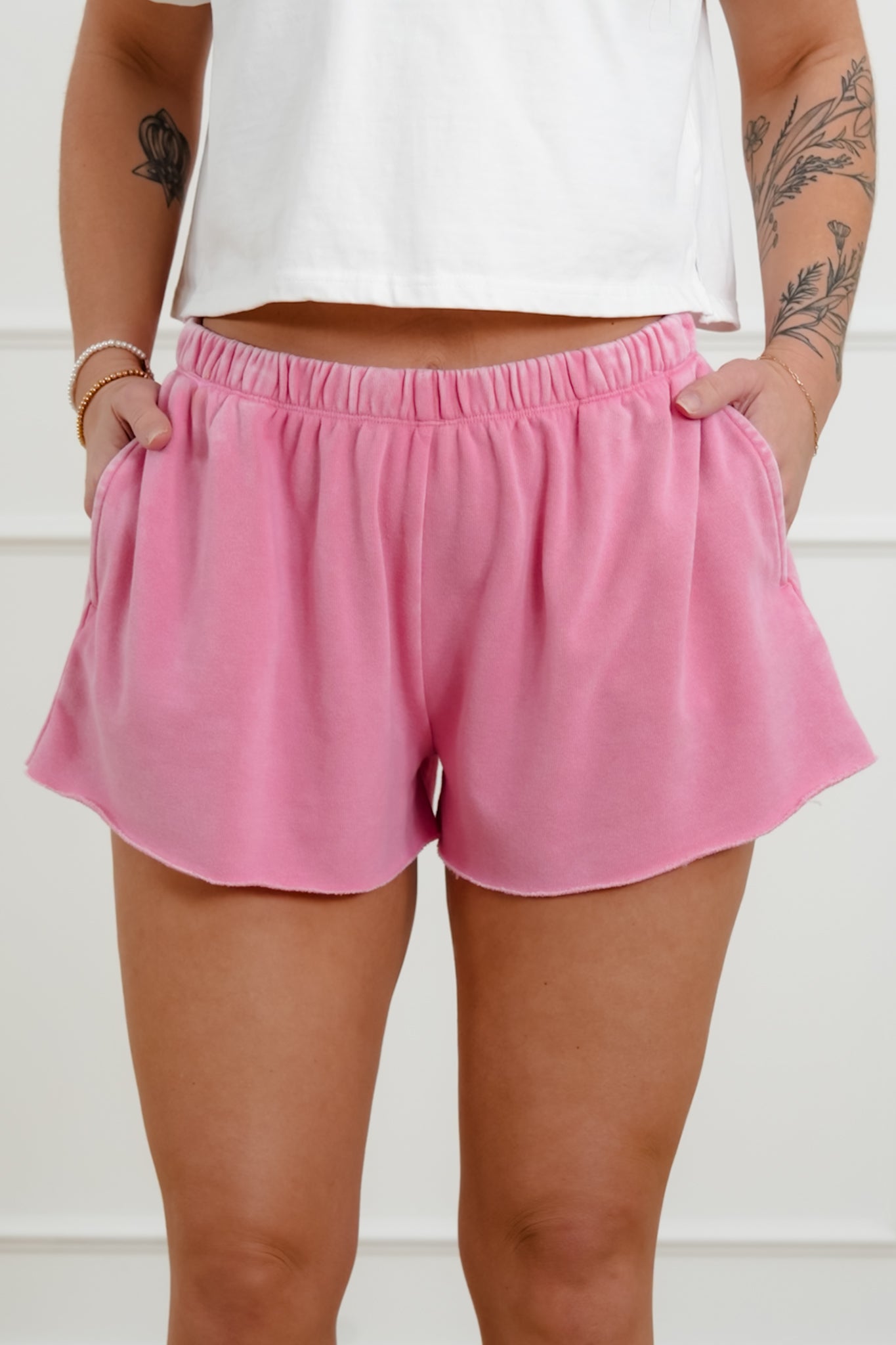 Mineral Wash French Terry Elastic Waist Shorts