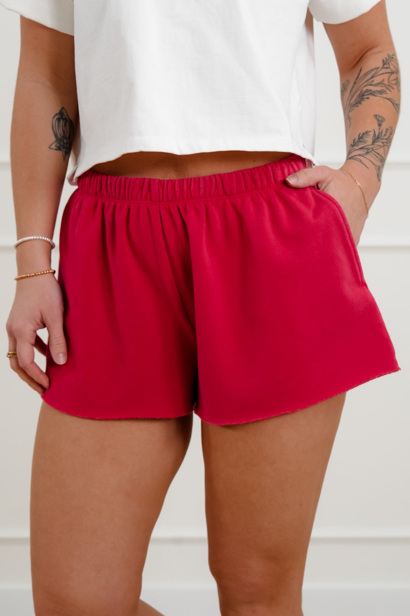 Mineral Wash French Terry Elastic Waist Shorts