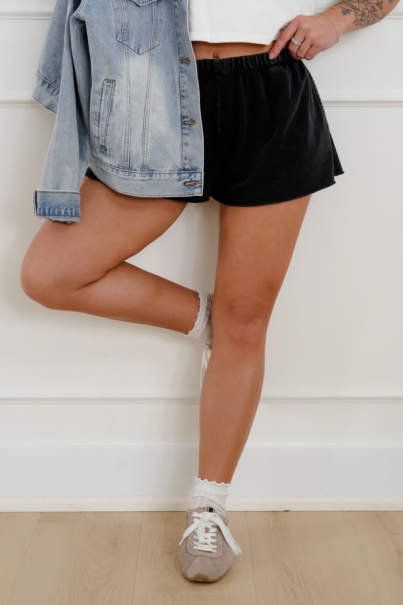 Mineral Wash French Terry Elastic Waist Shorts