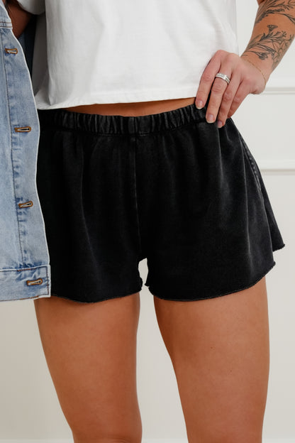 Mineral Wash French Terry Elastic Waist Shorts