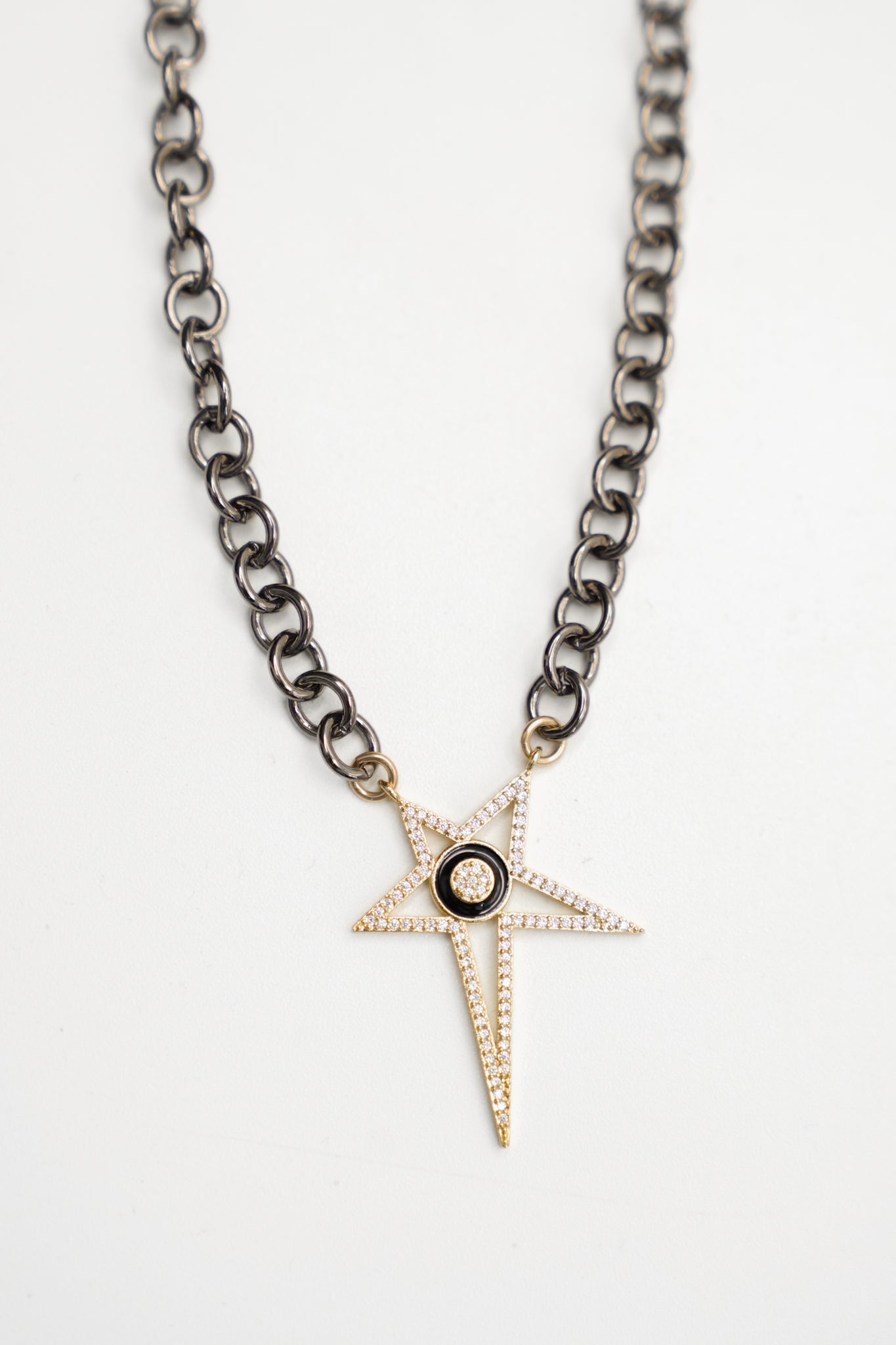 Love, Poppy Black Chain Cubic Zirconia Starry Eye Necklace