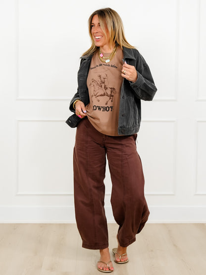 Short Sleeve "Been In The Saddle Before, Cowboy" Graphic Top