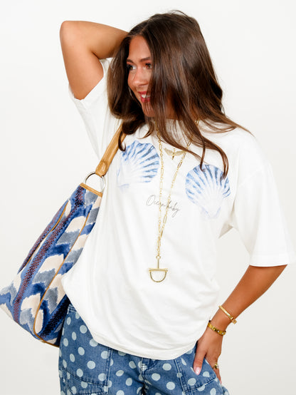 Plus/Reg Short Sleeve Ocean Baby Sea Shell Graphic Tee