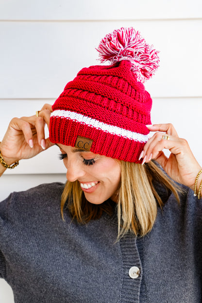 Restock! C.C HAT College Football Team Color Pom Beanie