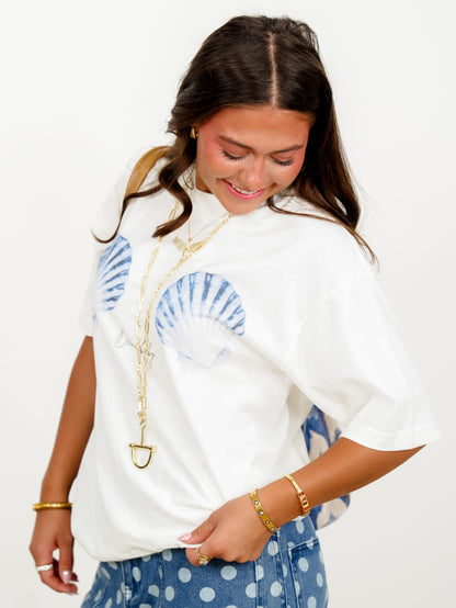 Plus/Reg Short Sleeve Ocean Baby Sea Shell Graphic Tee