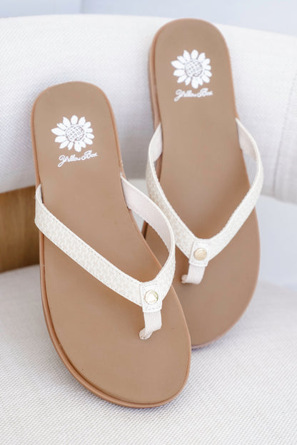 Yellow Box Woven Strap Flip Flop Sandals